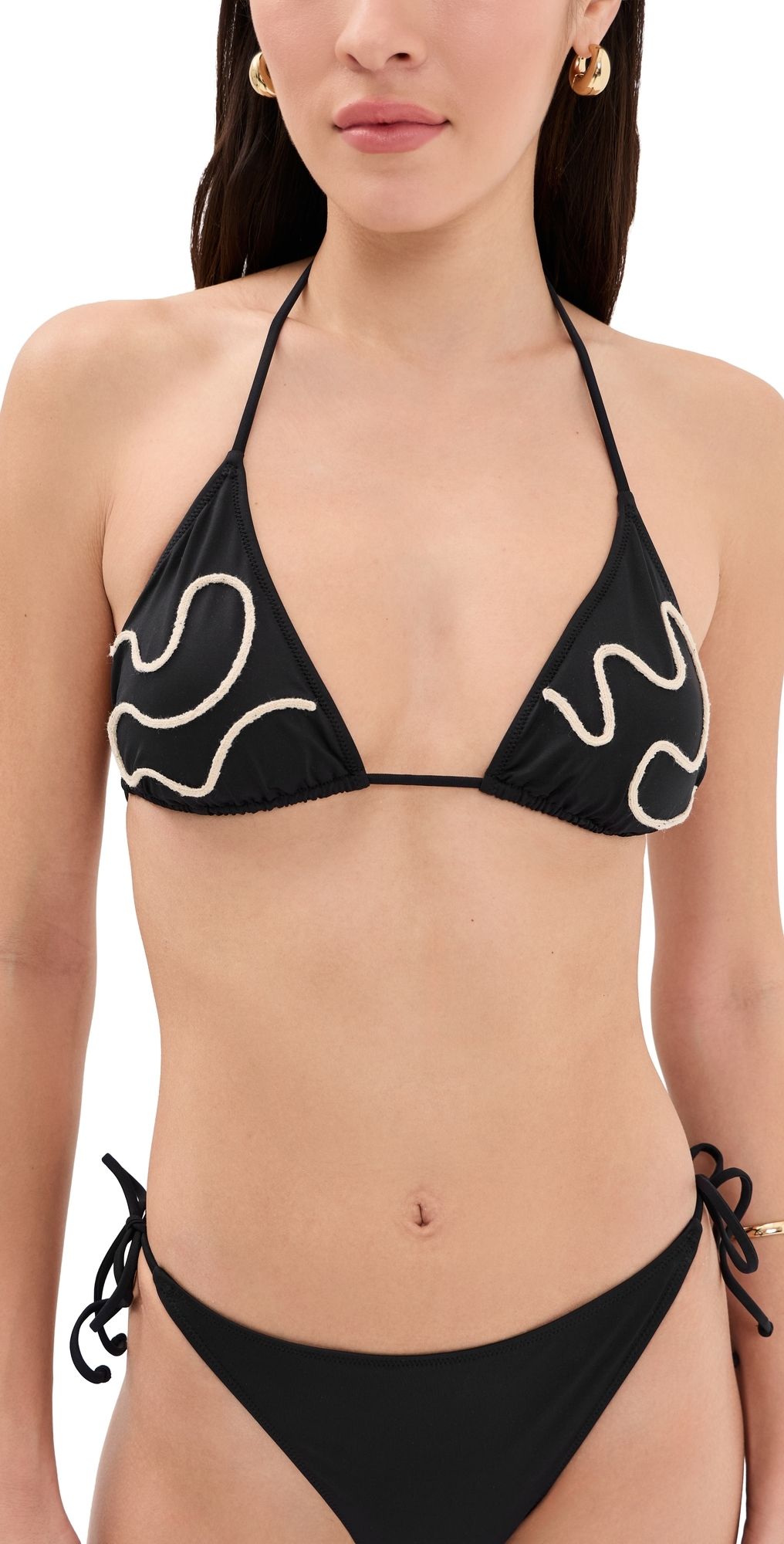 OAS Embroidered Calia Bikini Top Black M