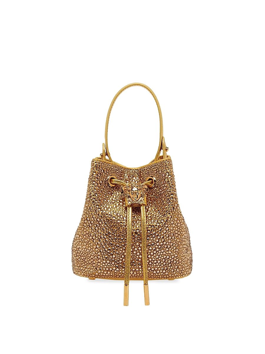Women's Embellished Satin Bucket Bag - Gold Versace Gold