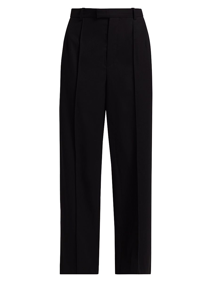 Women's RHW Wool High-Rise Straight-Leg Pants - Black - Size Medium