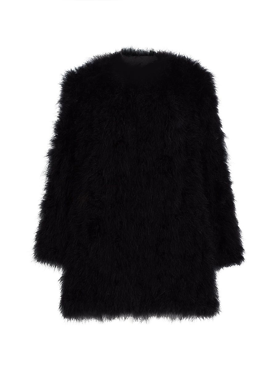 Women's Feather Collarless Jacket - Noir - Size 12