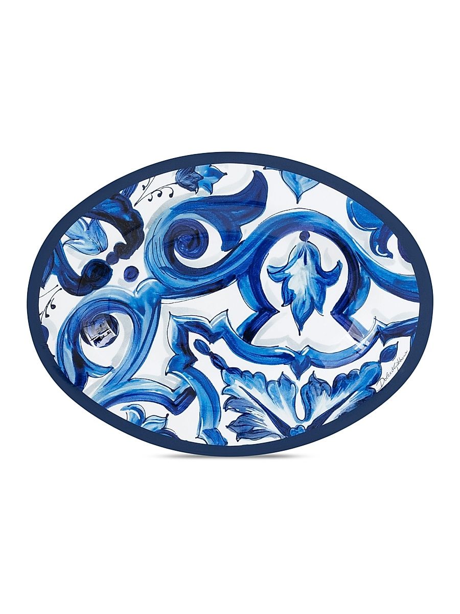 Blue Mediterraneo Decorative Oval Tray - Blue