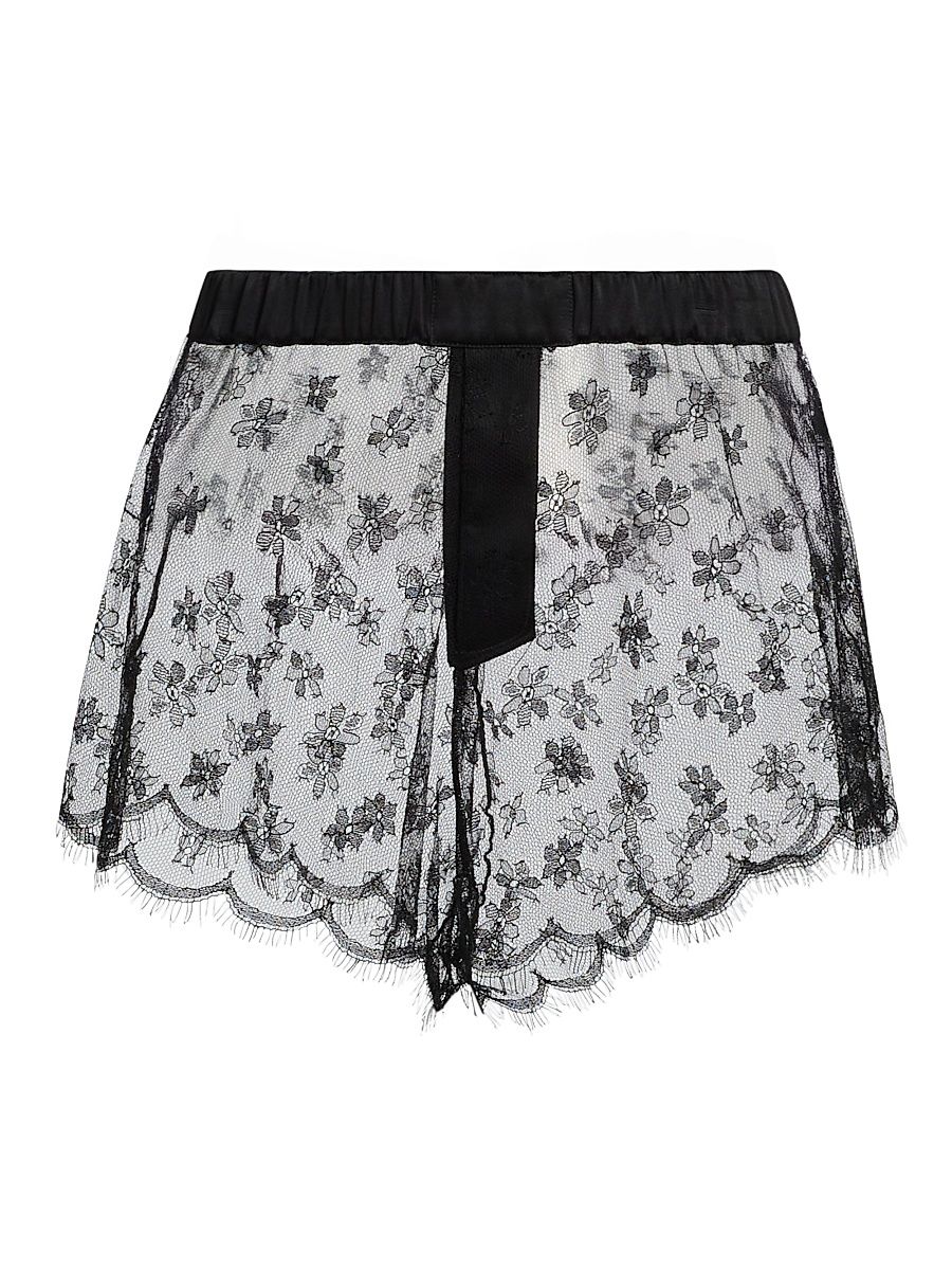Women's Floral Lace Boxer Shorts - Black - Size Medium