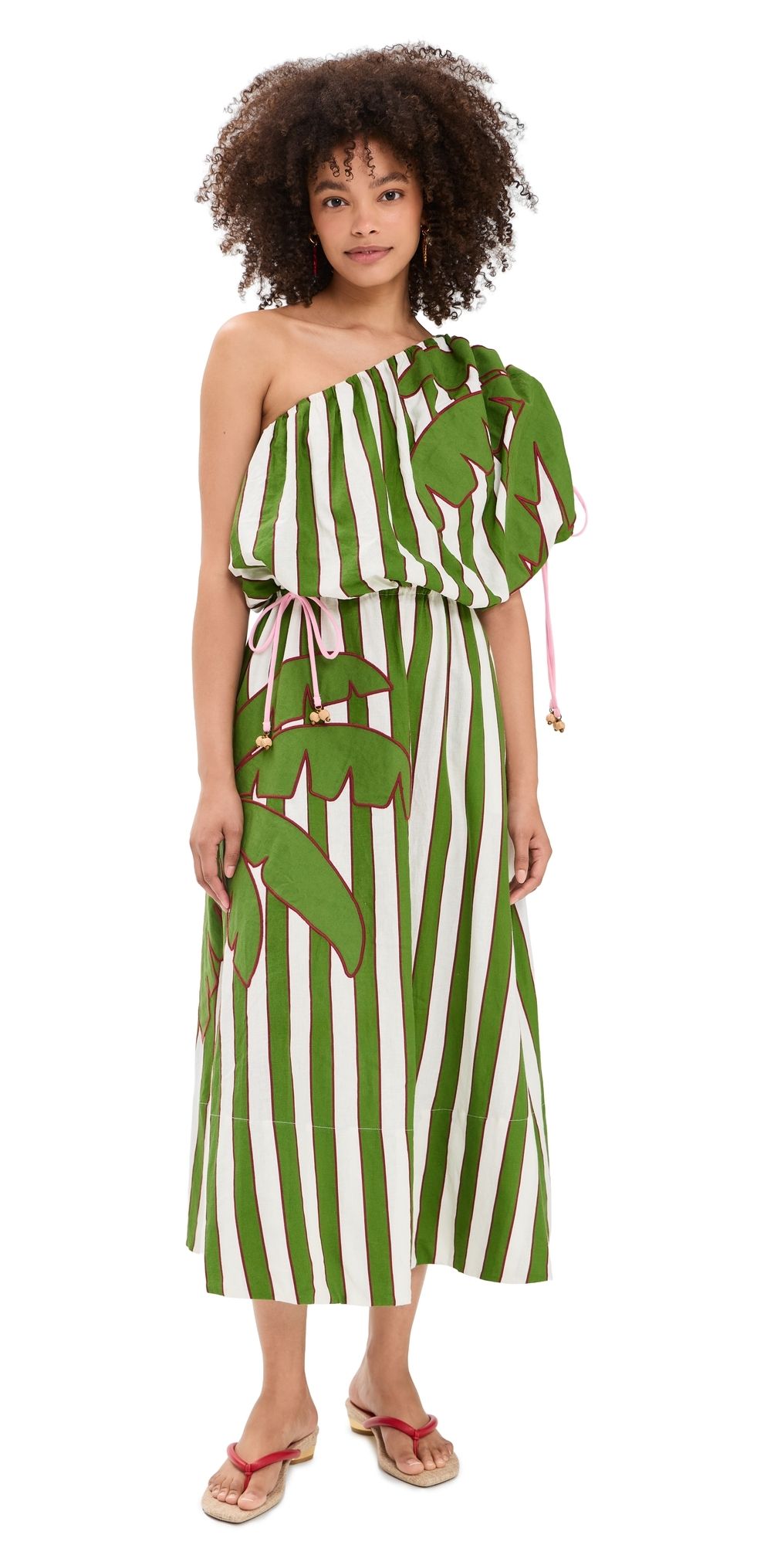 FARM Rio One Shoulder Midi Dress Off-White M