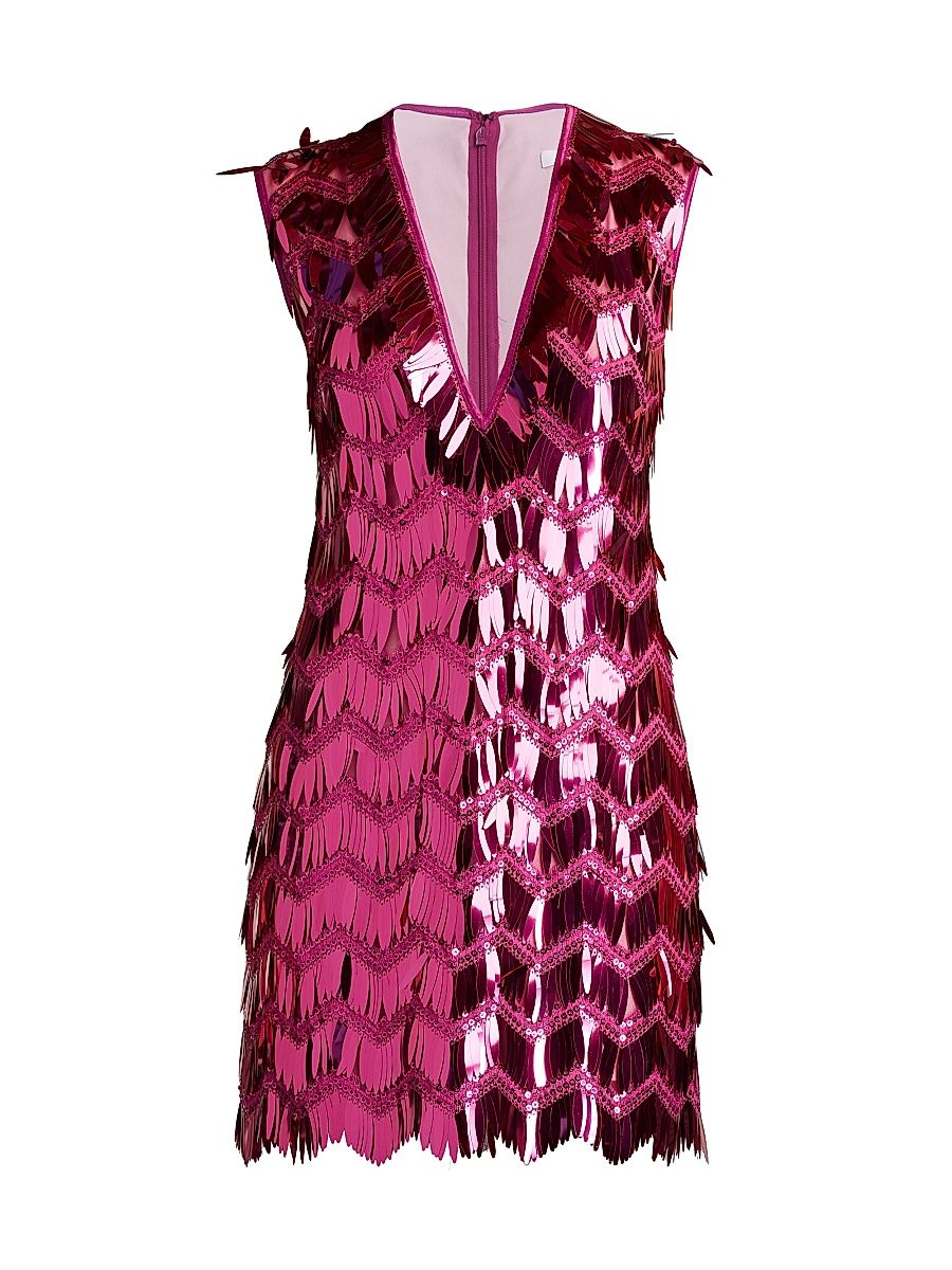 Women's Sequin Fringe Sleeveless Minidress - Wild Pink - Size 0