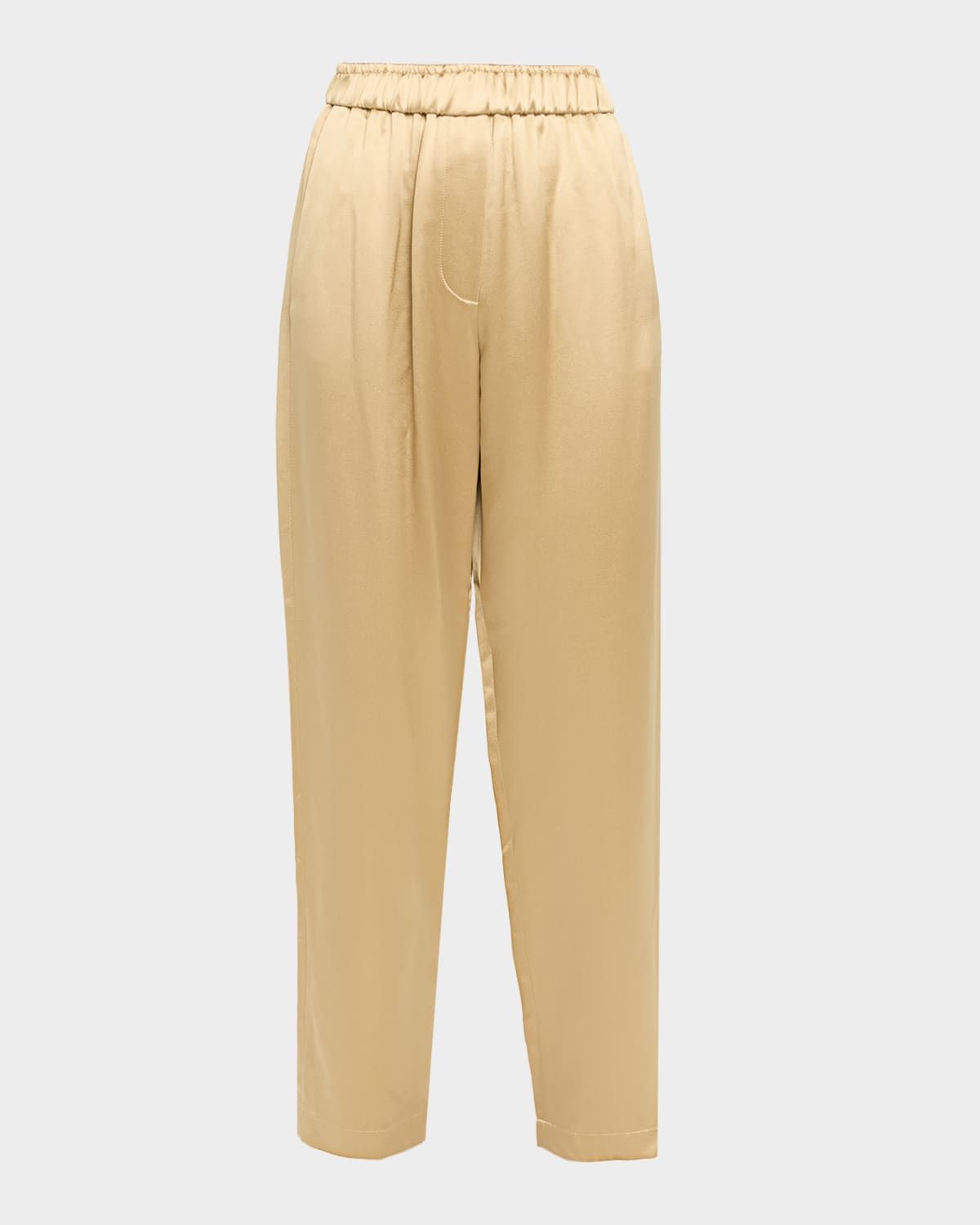 Relaxed-Leg Silk Pull-On Trousers