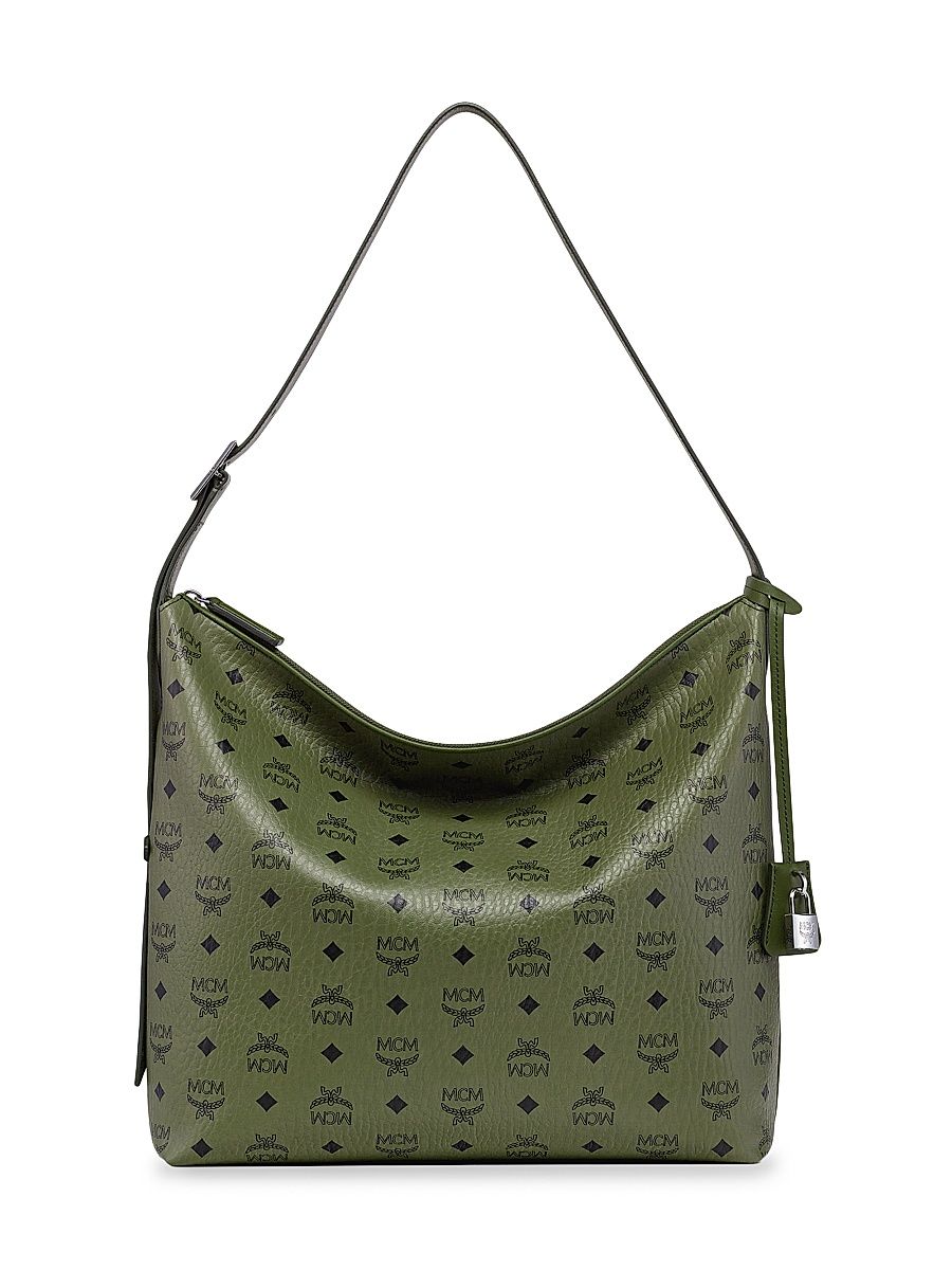 Women's Large Aren Visetos Hobo Bag - Khaki Moss