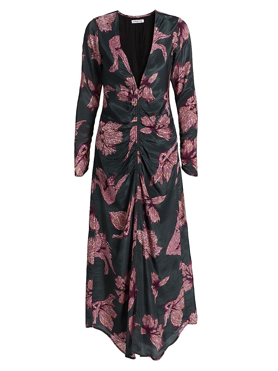 Women's Berisso Kendra Floral Maxi Dress - Burgundy Blossom - Size XS
