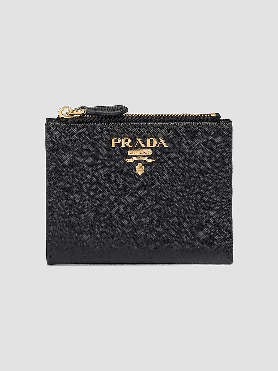 Prada Women's Small Saffiano Leather Wallet - Black Pink