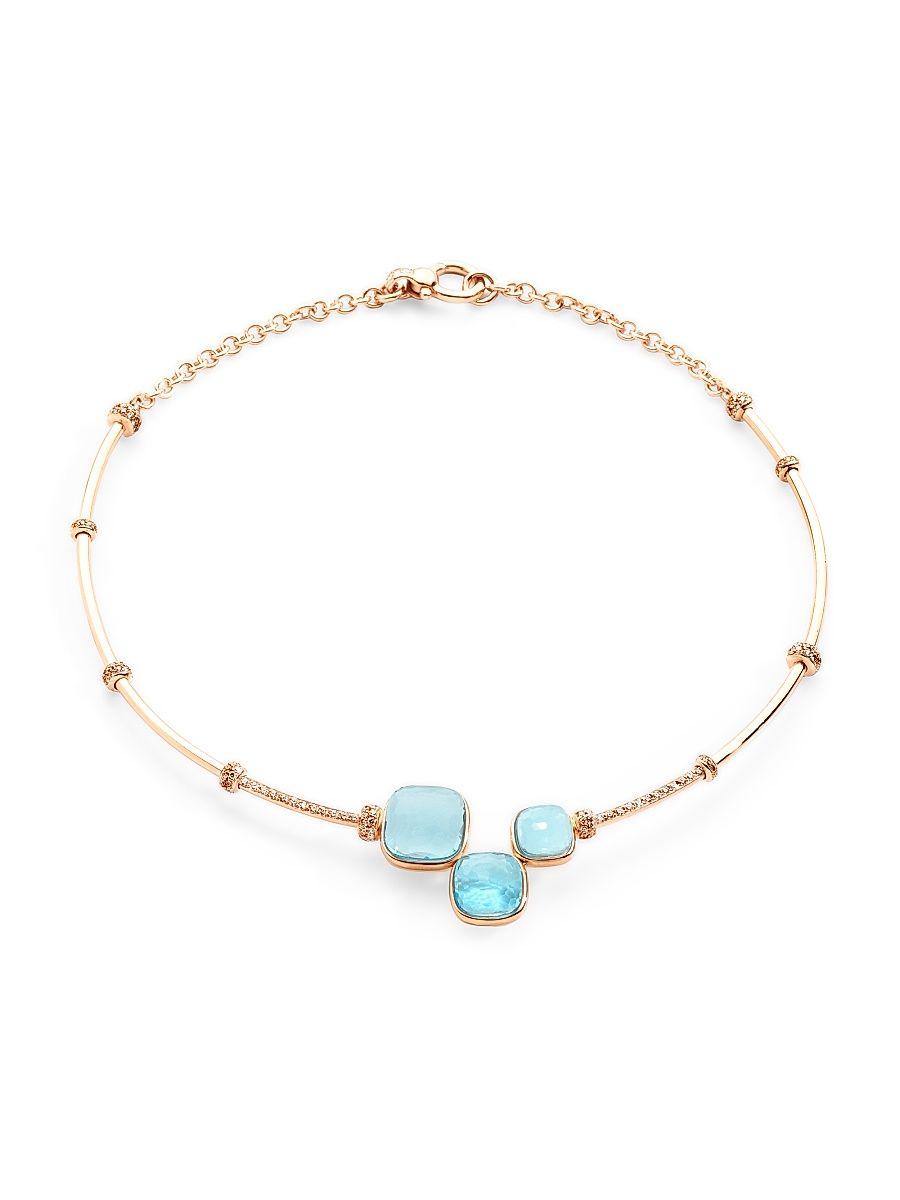 Women's Nudo 18K Rose Gold, Sky Blue Topaz, & Diamond Necklace - Rose Gold