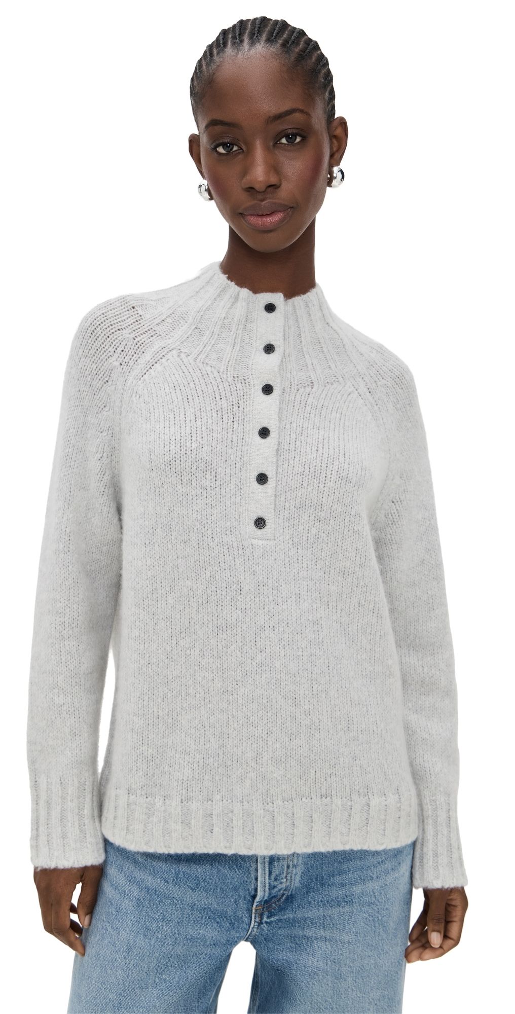 OGD One Grey Day Alder Henley Pullover Heather Grey L