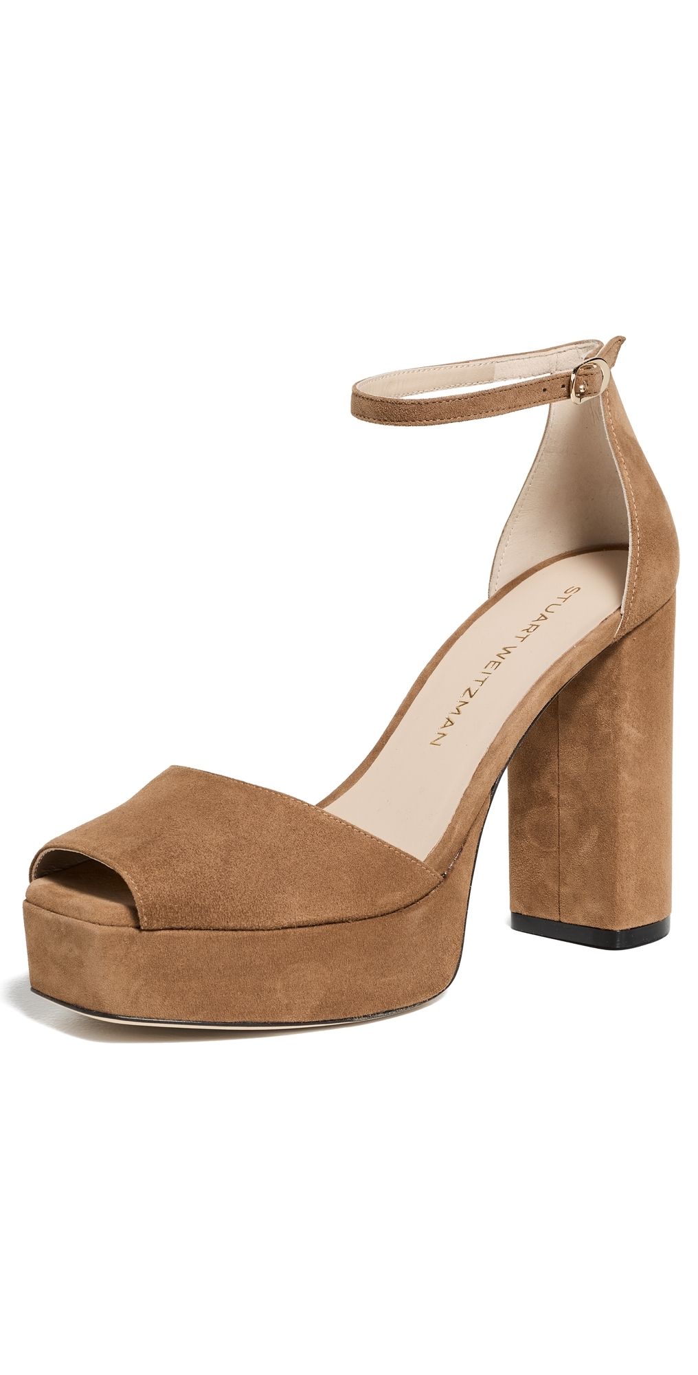 Stuart Weitzman Sabrina Ankle-Strap Platforms Toasted Almond 5