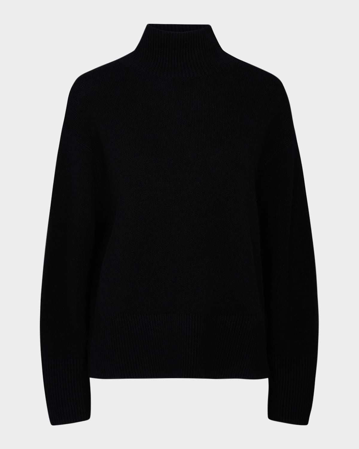 Wool-Cashmere Side-Slit Turtleneck Sweater