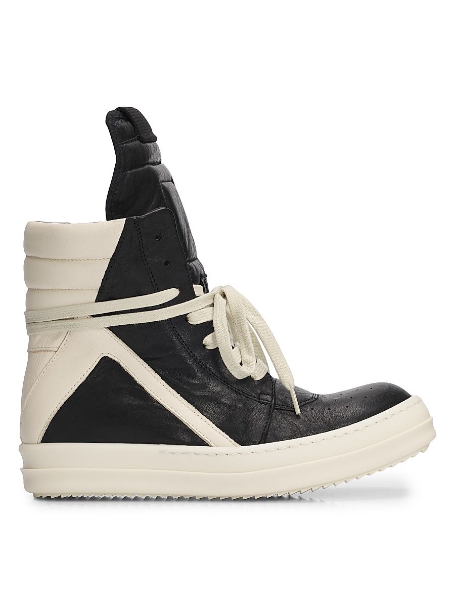 Women's Geobasket Leather High-Top Sneakers - Black Milk - Size 11