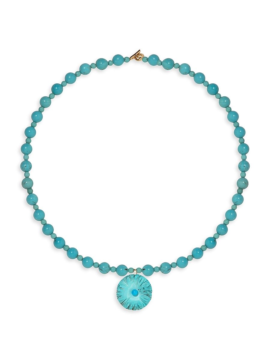 Women's Chanda Goldtone & Gemstone Flower Pendant Necklace - Turquoise