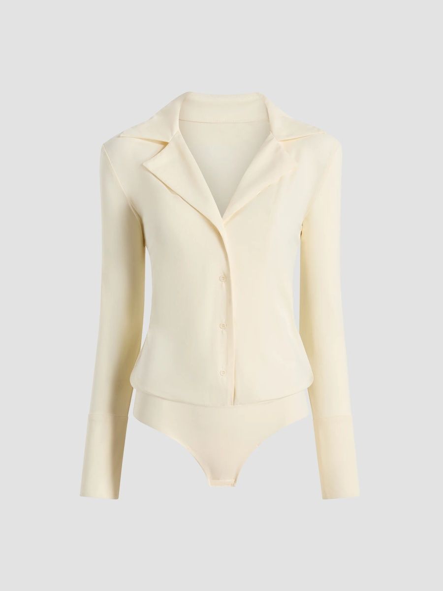 Commando Women's Button-Down Blouse Bodysuit - Ivory - Size XL
