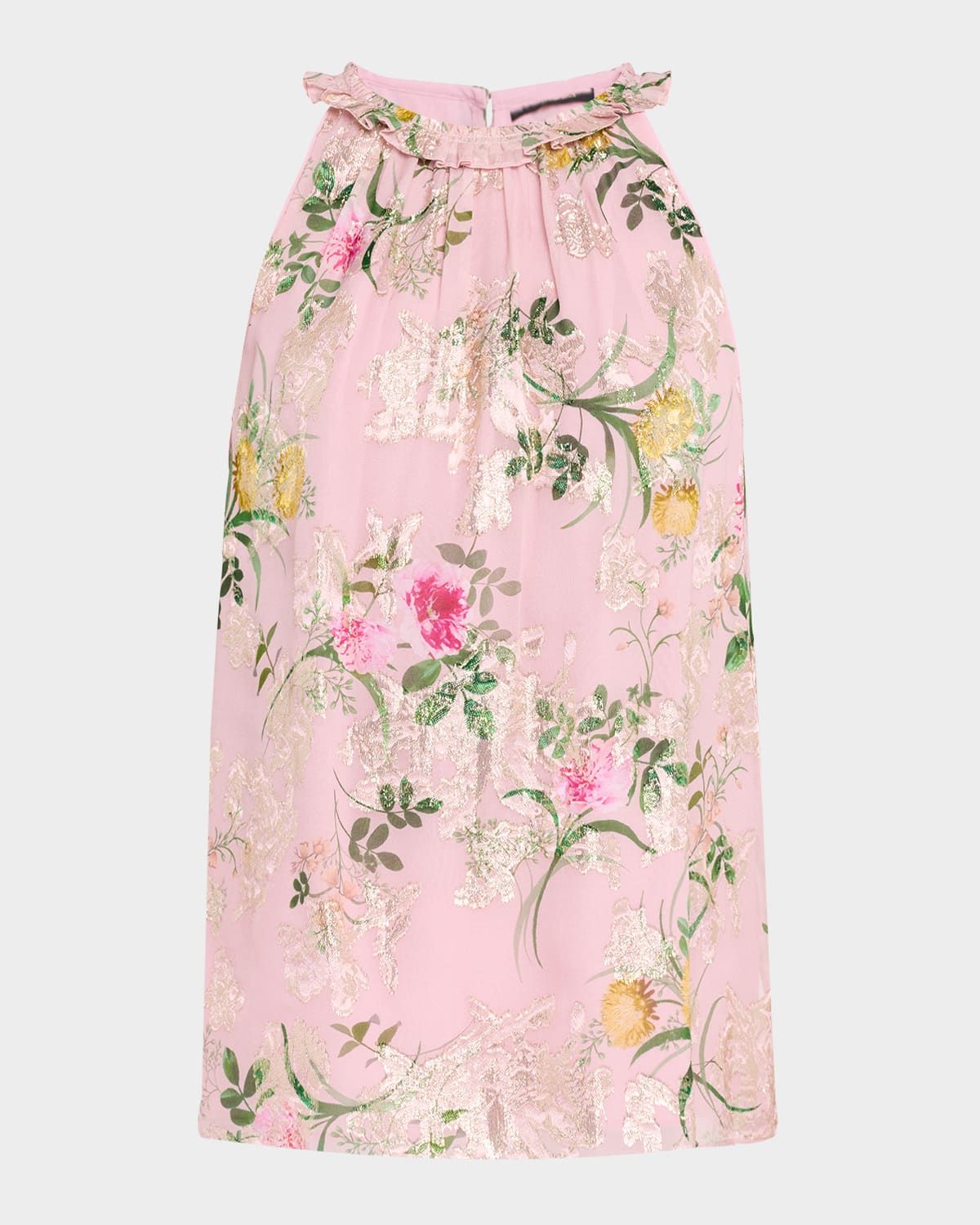 Charles Floral-Print Fil Coupe Halter Blouse