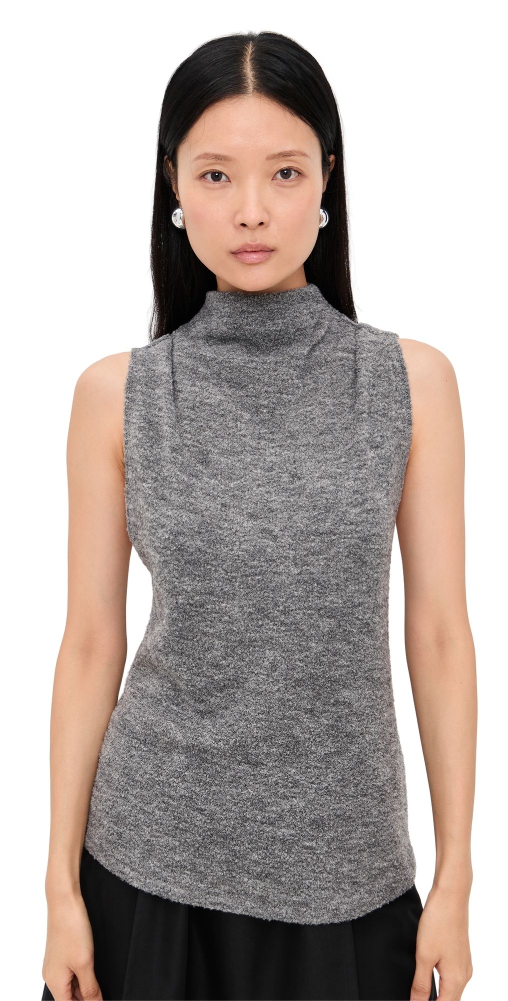 Proenza Schouler White Label Cynthia Top in Wool Jersey Grey Melange 14