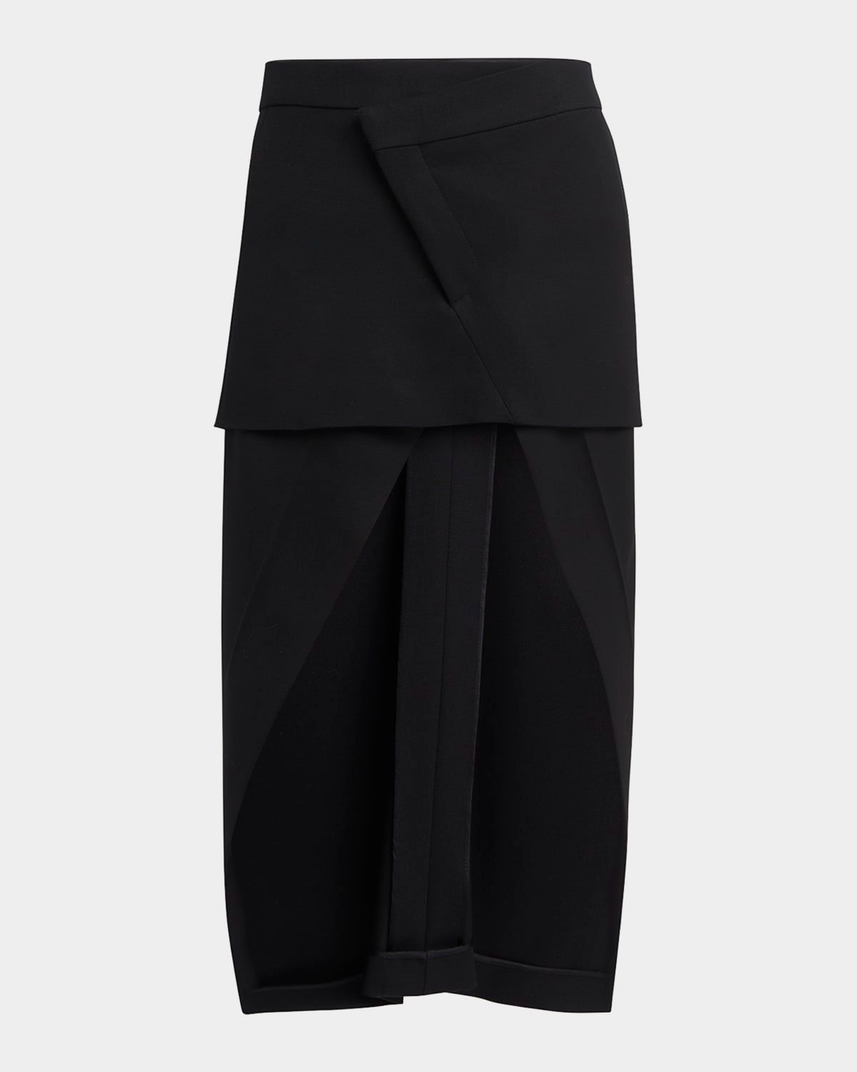 Layered High Low Wool Skirt