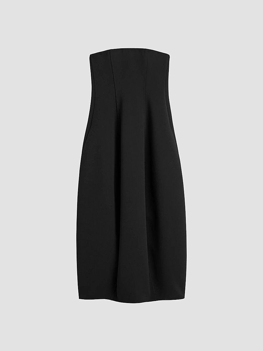 Toteme Women's Strapless Balloon Midi Dress - Washed Black - Size 10