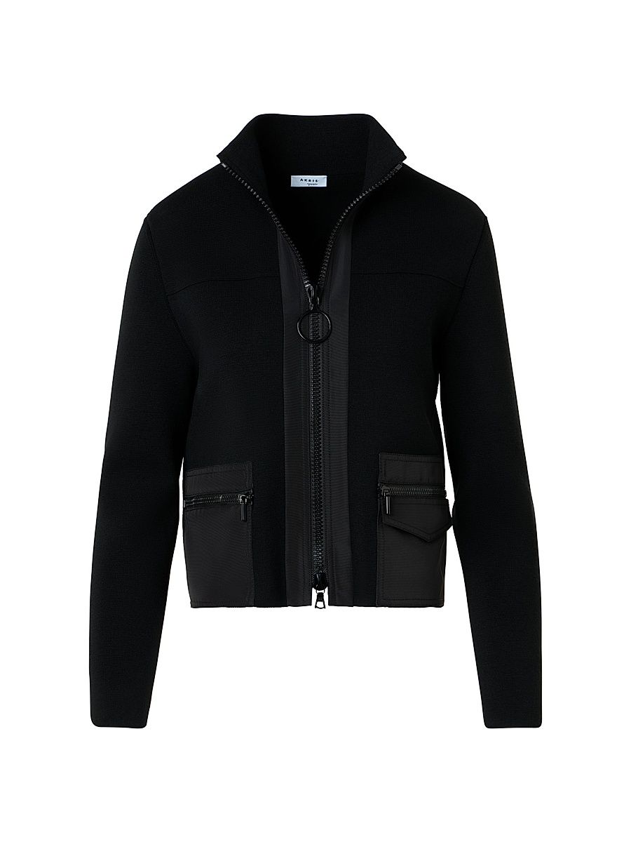 Women's Boxy Milano Knit Full-Zip Jacket - Black - Size 16