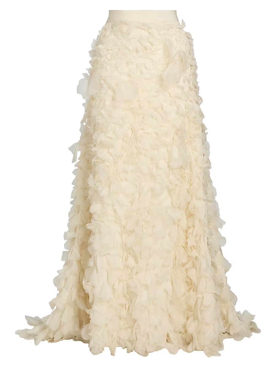 Women's Cry Me A River Silk Maxi Skirt - Antique Ivory - Size 4