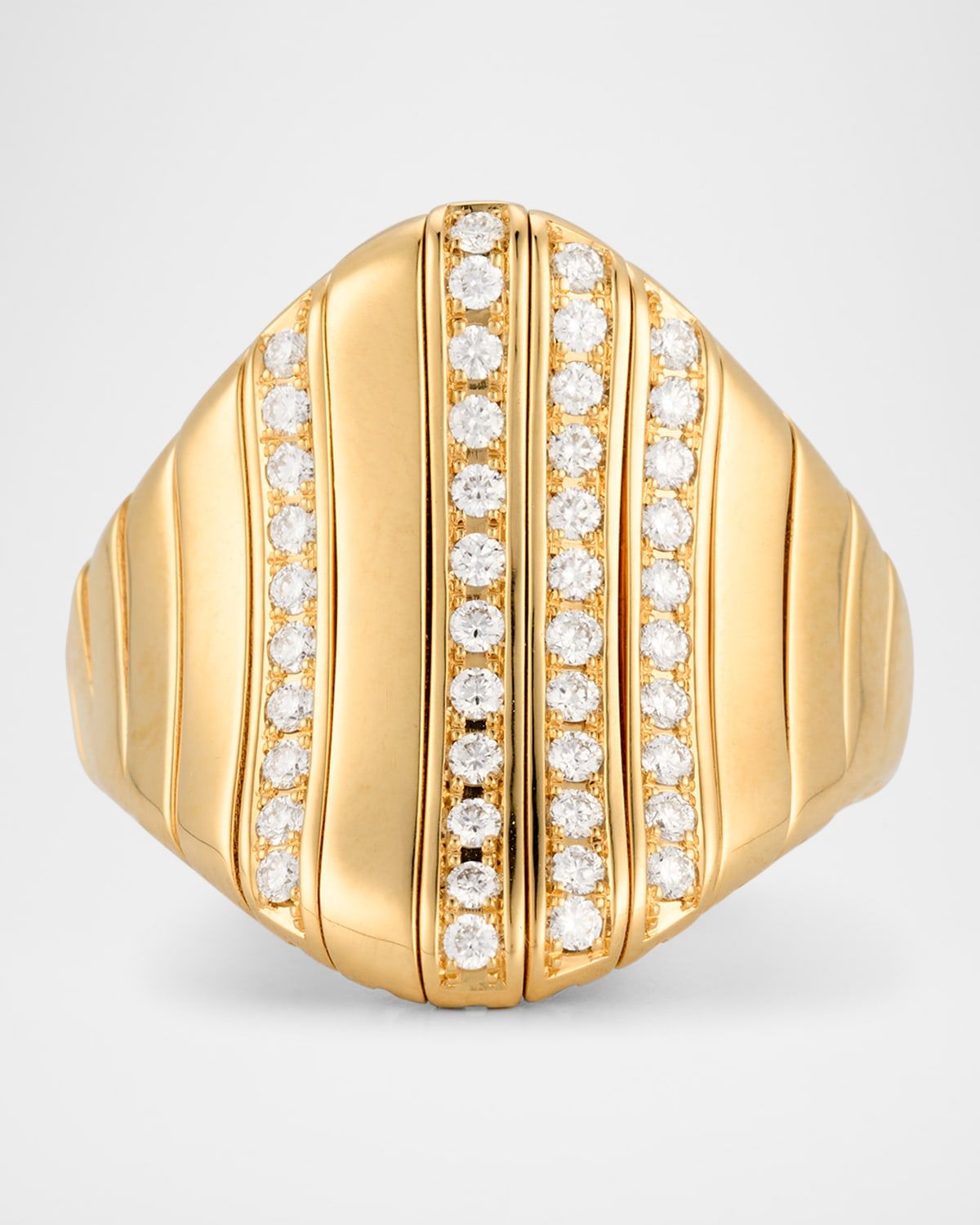 18K Yellow Gold Graduated Ring with Diamonds