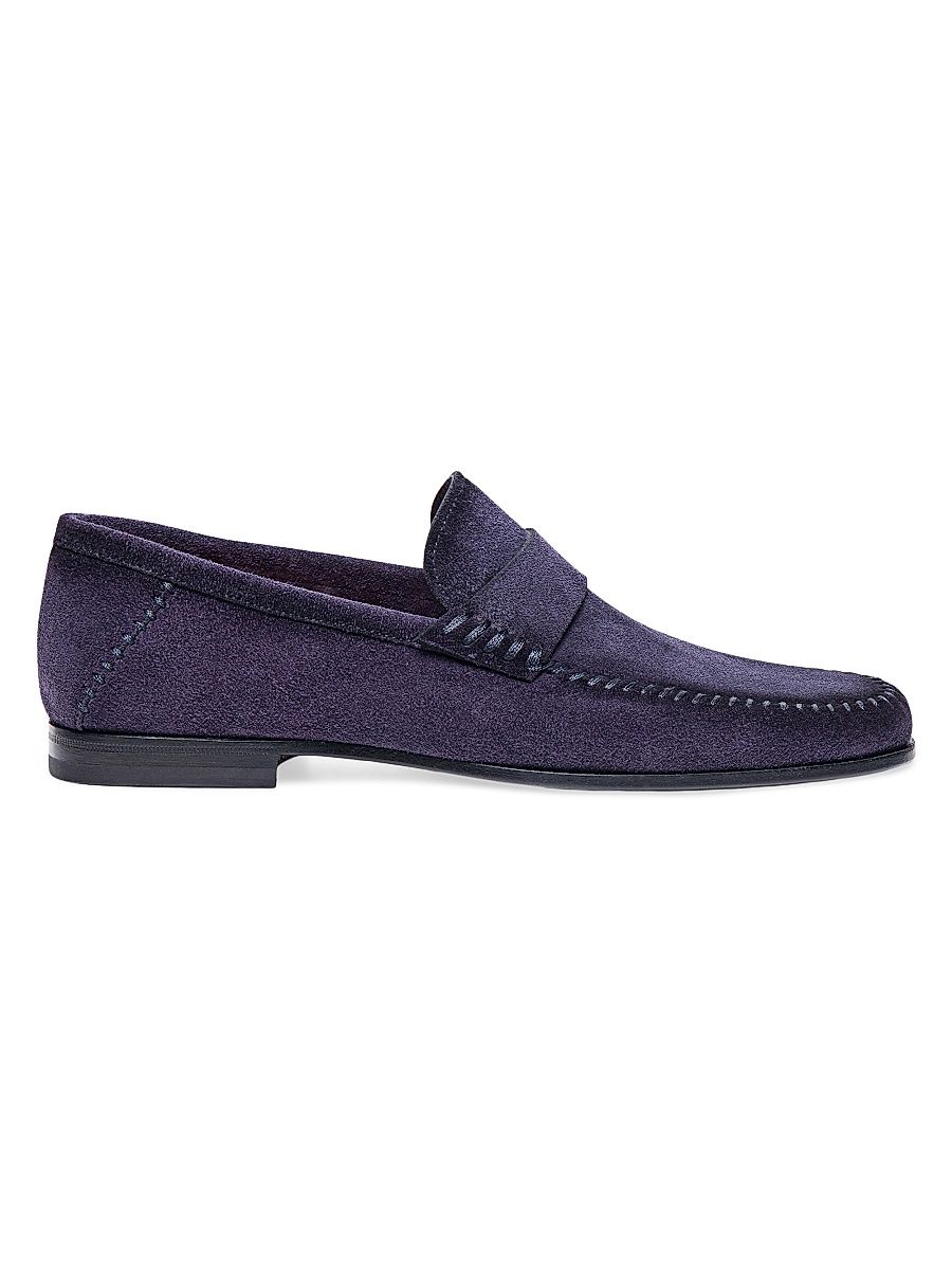 Men's Burnished Suede Loafers - Blue - Size 13