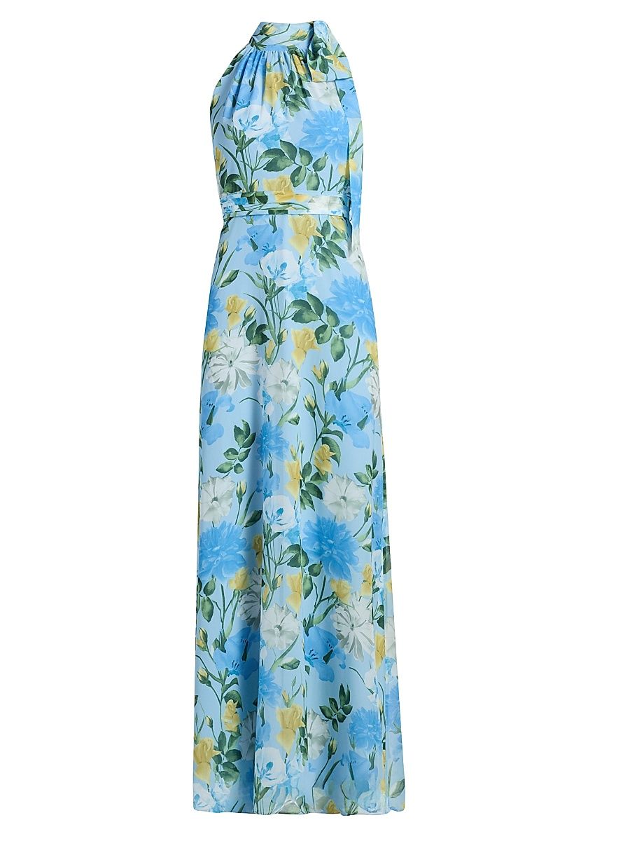 Women's Diana Floral Chiffon Maxi Dress - Sunshine And Sea Serenade - Size 8