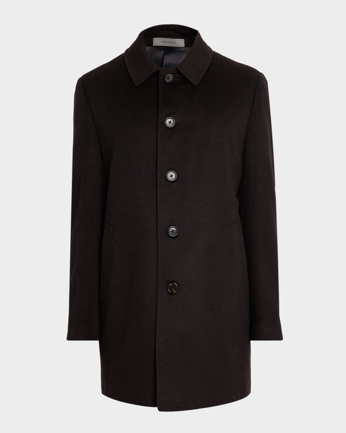 Men & apos;s Wool Single-Breasted Balmacan Overcoat