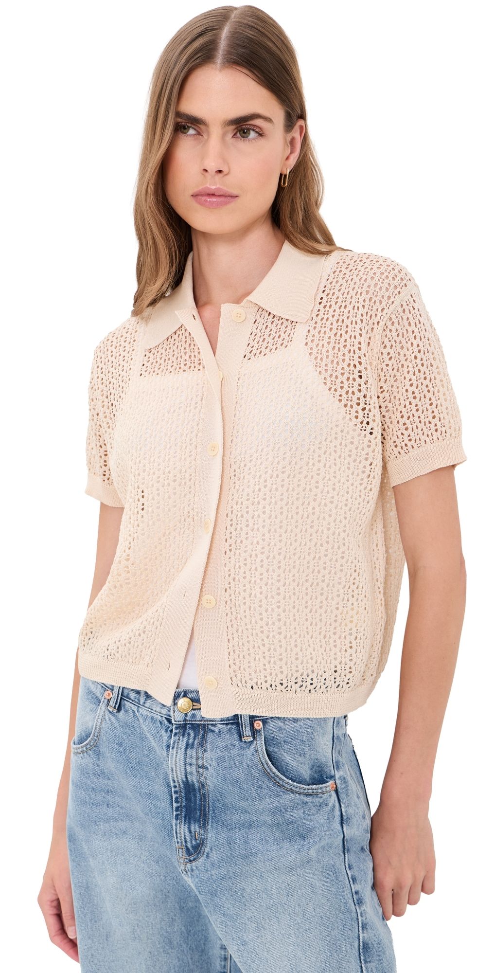 THE GREAT. The Crochet Polo Natural 1