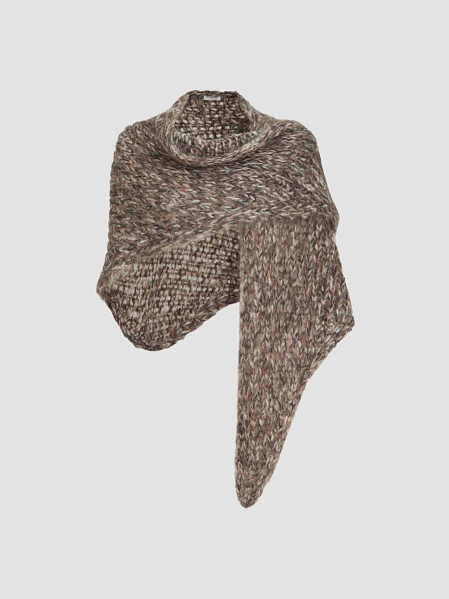 Women's Mohair Knit Shawl - Bark