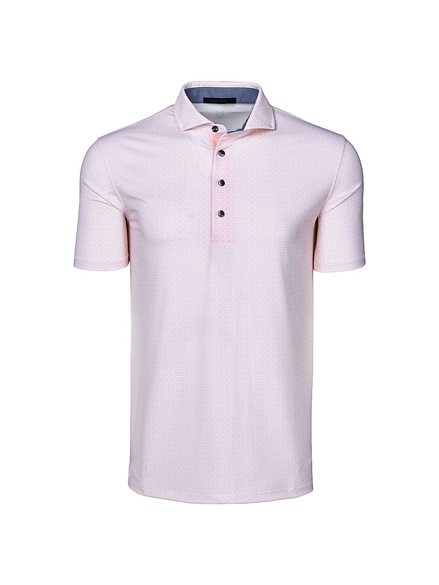 Men's Ghost Thistle Micro-Star Print Polo Shirt - Pink Sky - Size Large