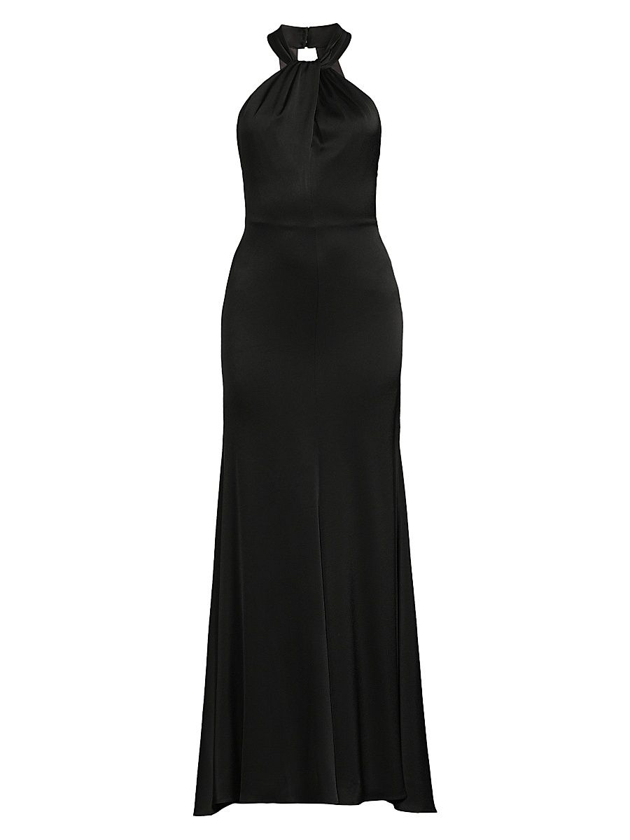 Women's Wilde Satin Halterneck Maxi Dress - Black - Size 8