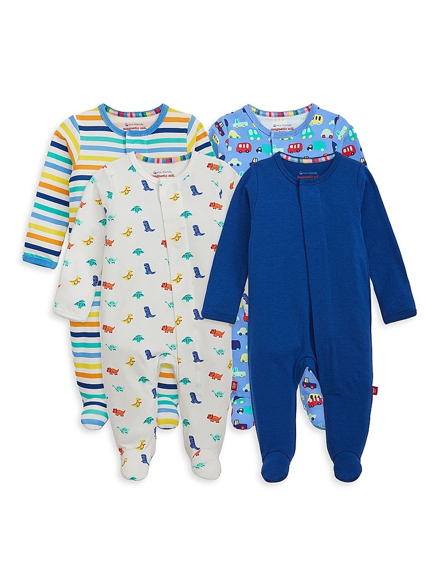 Baby Boy's 4-Pack CloudStretch Footie Set - Blue Multi - Size Newborn