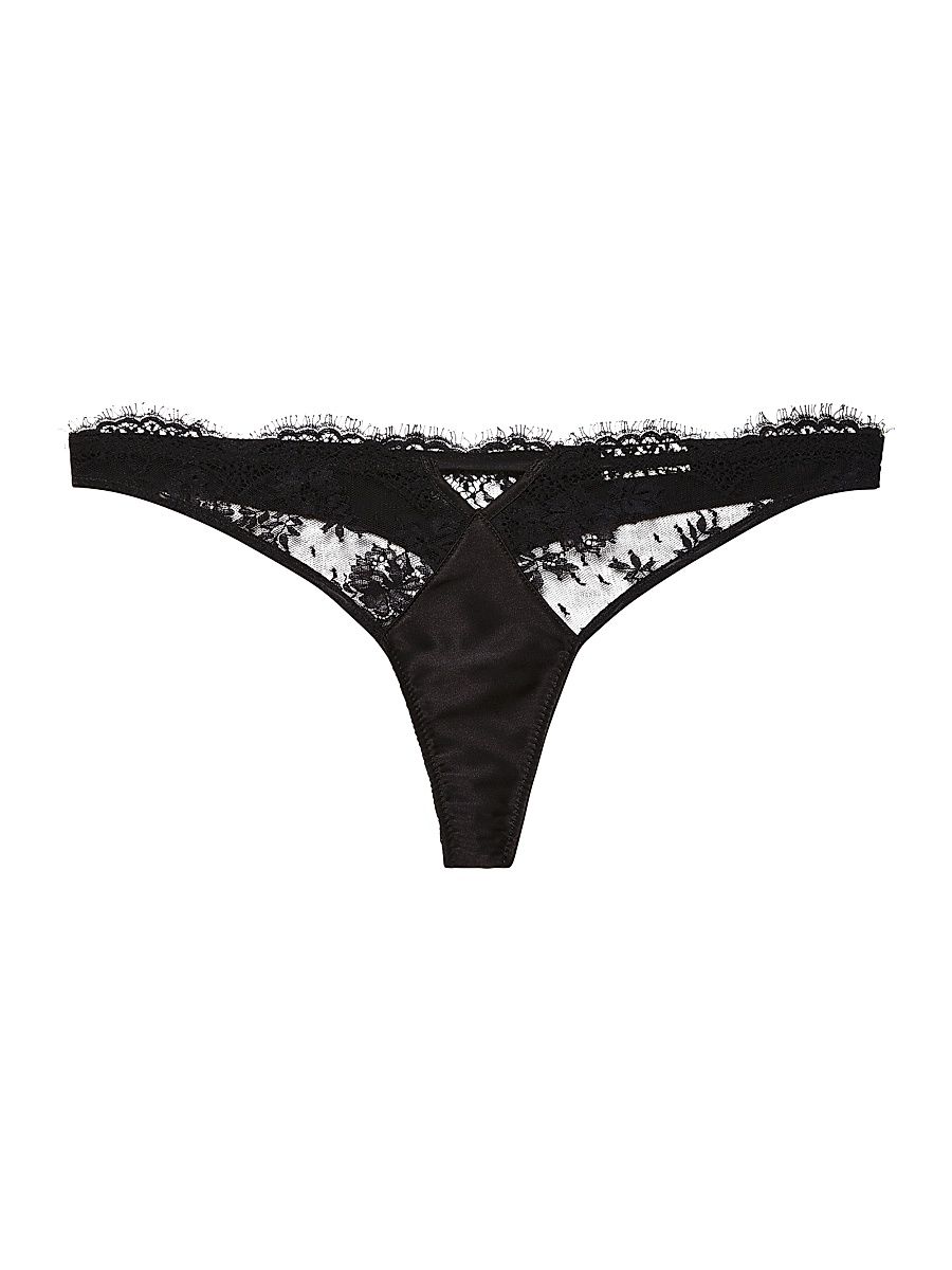 Women's Frankie Lace Thong - Black - Size XL