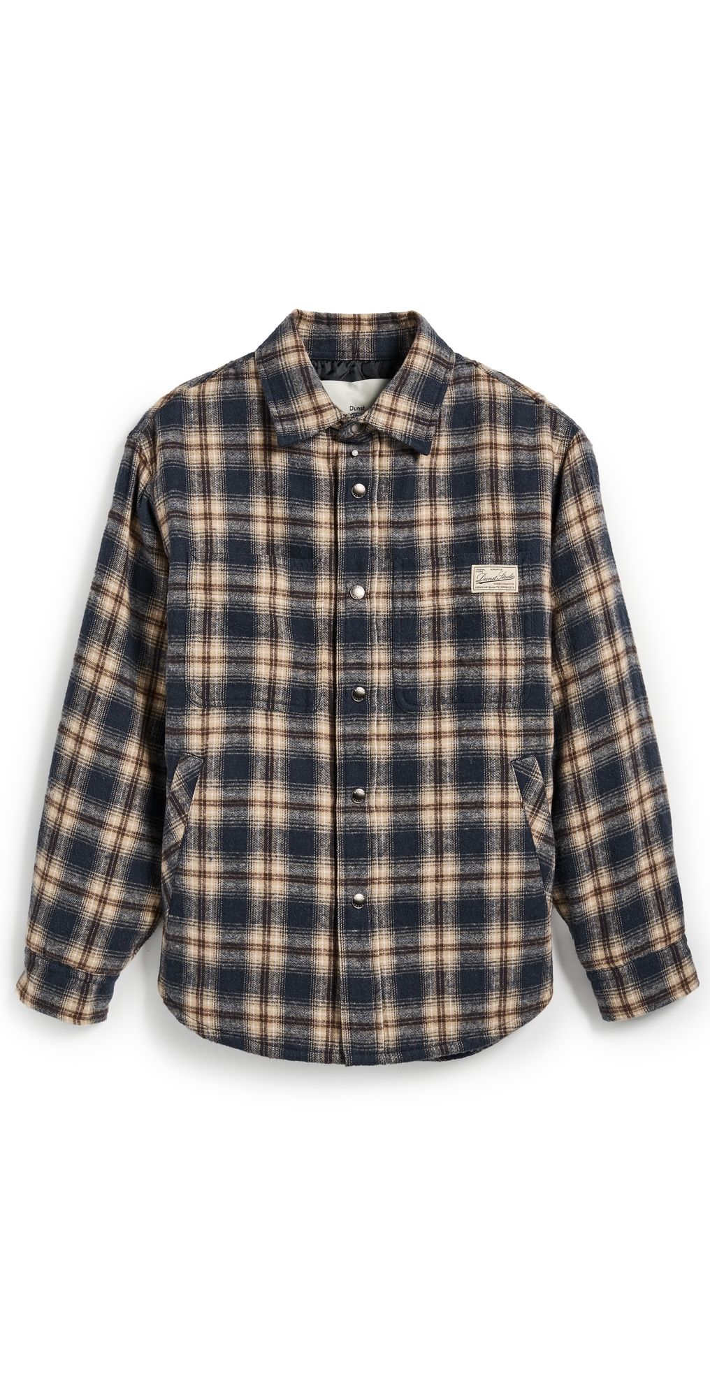 DUNST Unisex Quilted Check Flannel Shirt Navy Check S