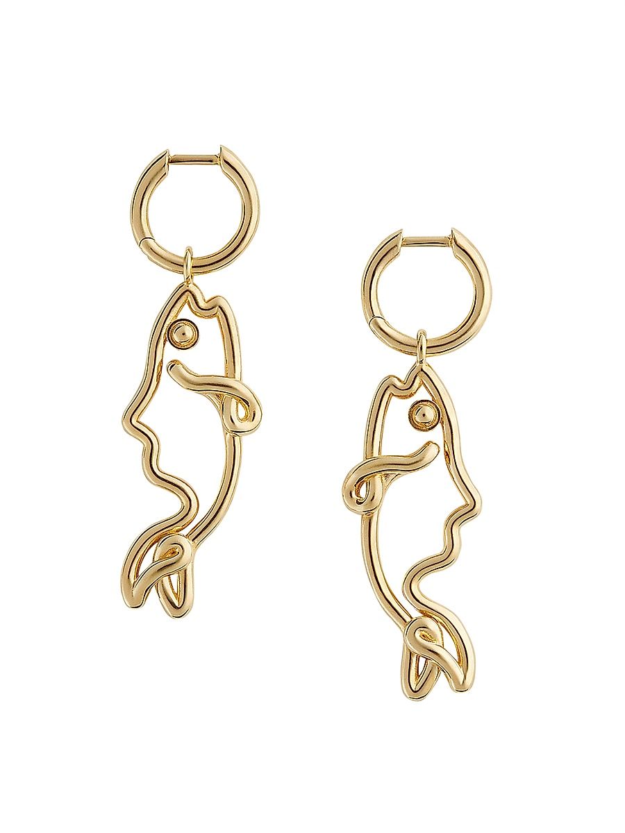 Women's 18K-Gold-Plated Sterling Silver Fish Drop Earrings - Yellow
