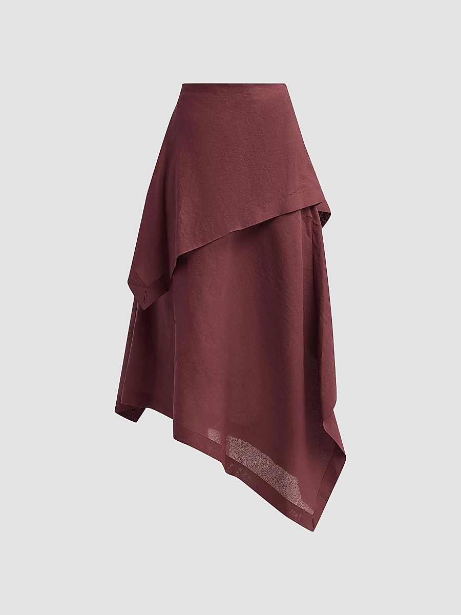 Women's All Squares Layered Midi Skirt - Burgundy - Size Small