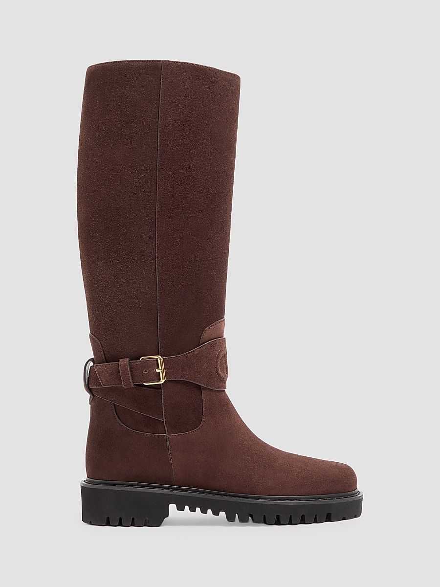 Women's VLogo Signature Split Leather 40MM Boots - Ebony - Size 7