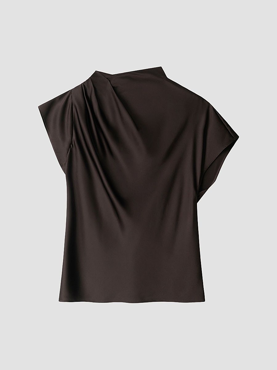 Women's Davina Silk Draped Top - Earth - Size 12