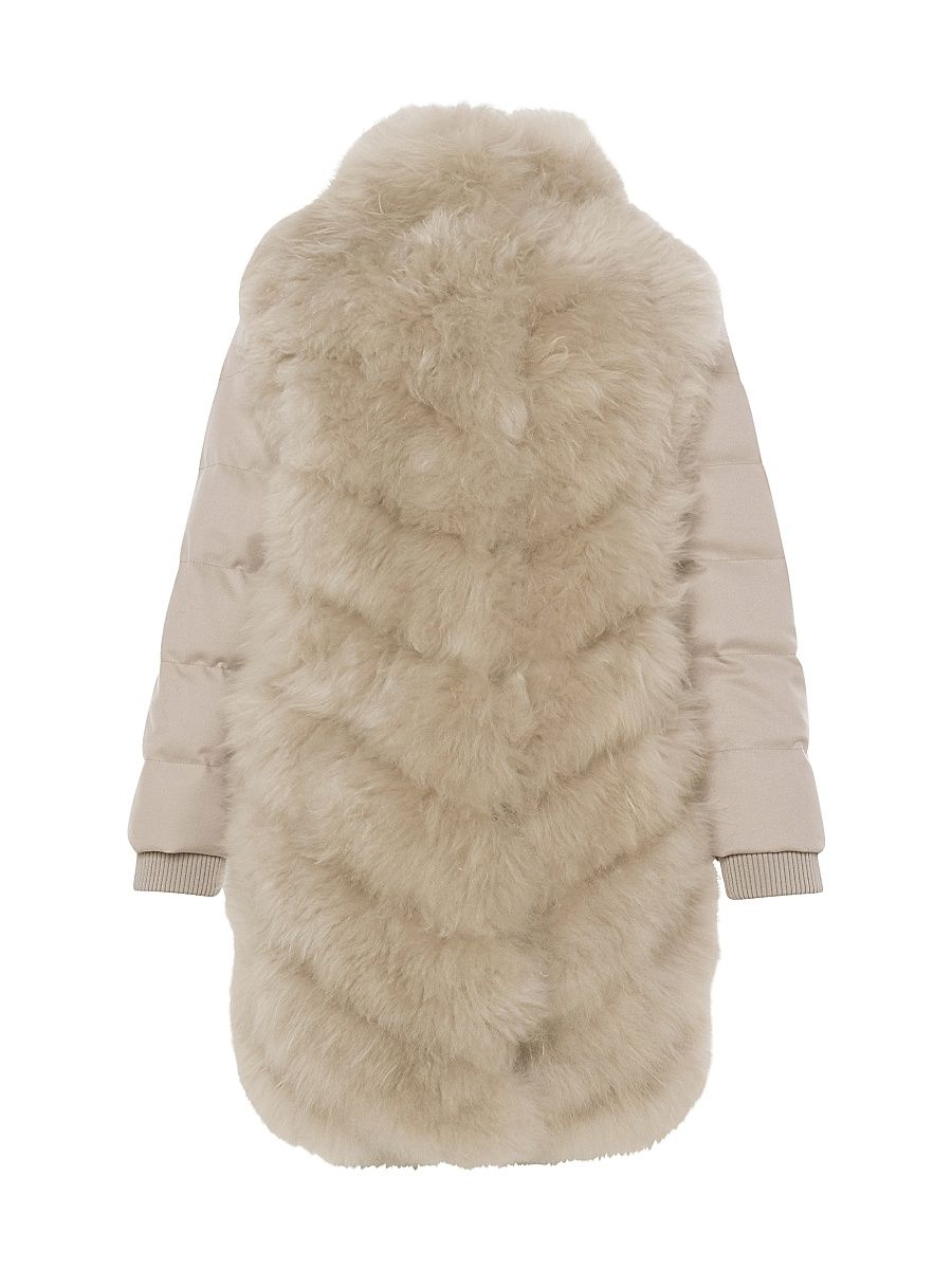 Women's Select Cashmere Goat Diagonal Stroller with Loro Piana Cashmere Sleeves and Back - Light Beige - Size Small