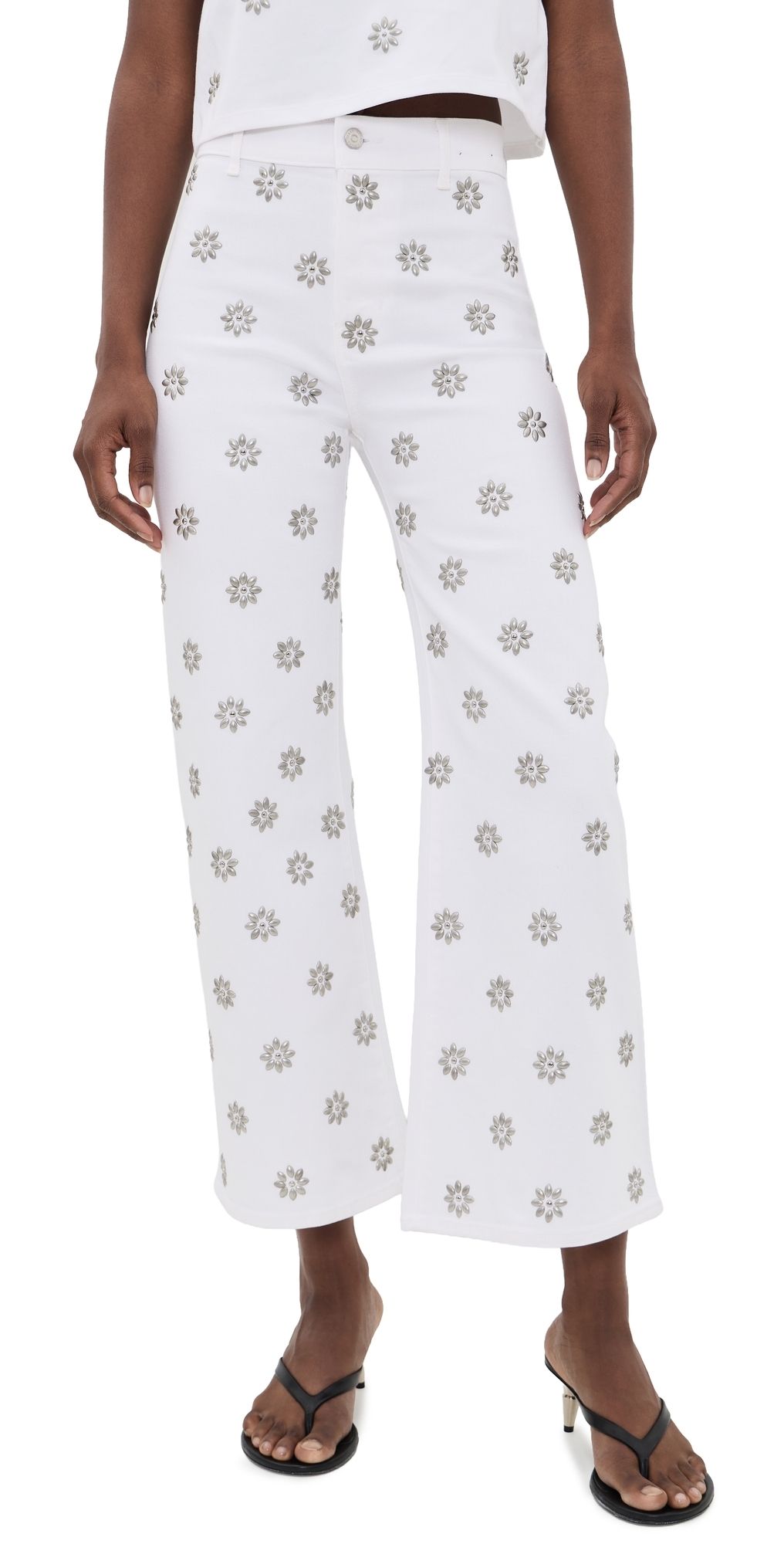 Veronica Beard Jean Grant High Rise Wide Leg Crop Jeans White 27