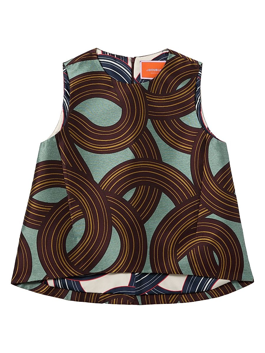 Women's La Scala Top - Montecarlo Jacquard Dusty Blue - Size XS