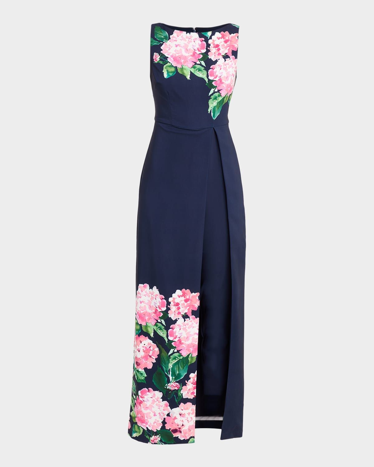 Floral-Print Stretch Crepe Walk-Thru Jumpsuit