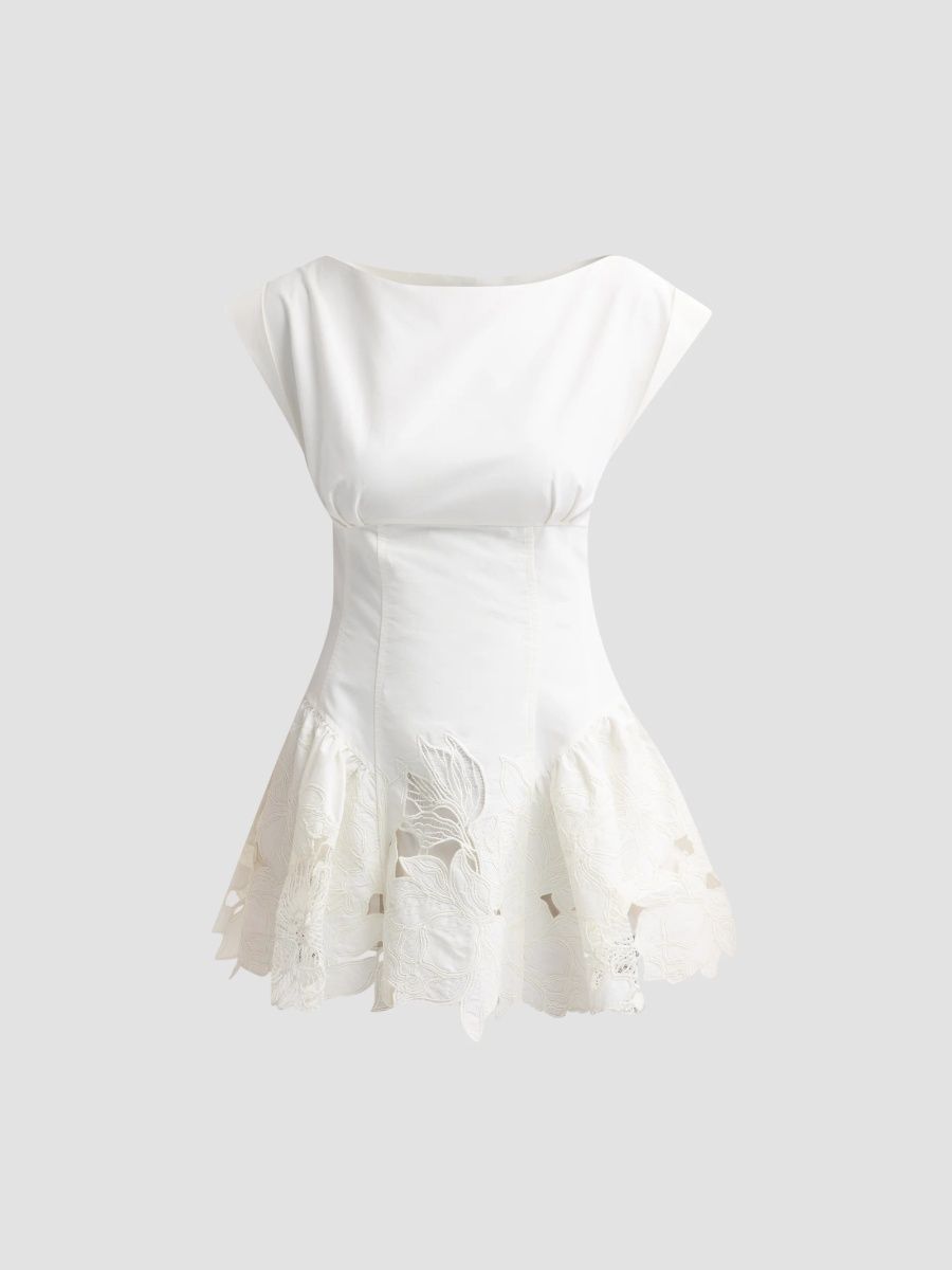 SIMKHAI Women's Lorava Cotton-Blend Mini Dress - Ivory - Size 14