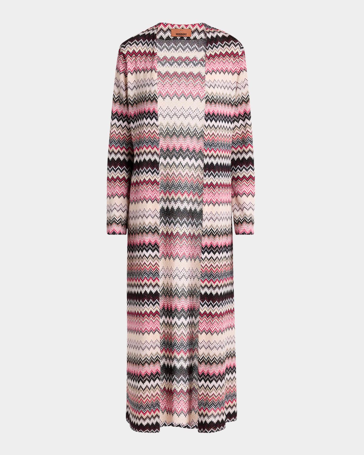 Chevron Long Open Cardigan