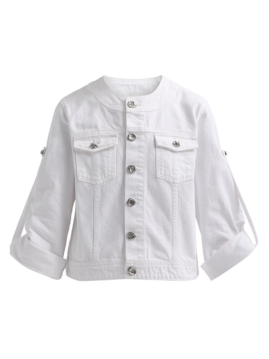 Women's Anouk Denim Collarless Jacket - Blanc - Size XL