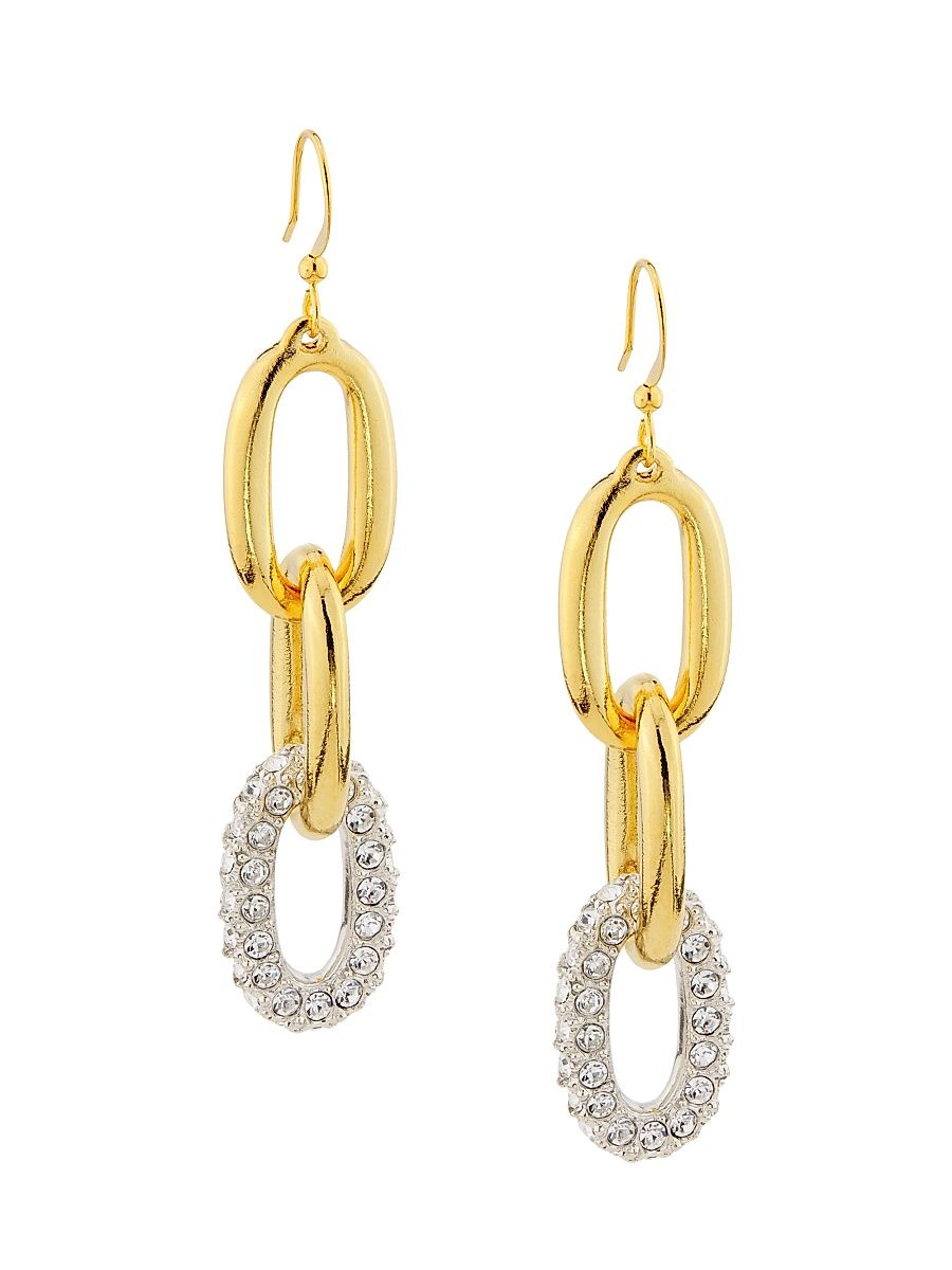 Women's 22K-Gold-Plated & Glass Crystal Oval-Link Drop Earrings - Gold