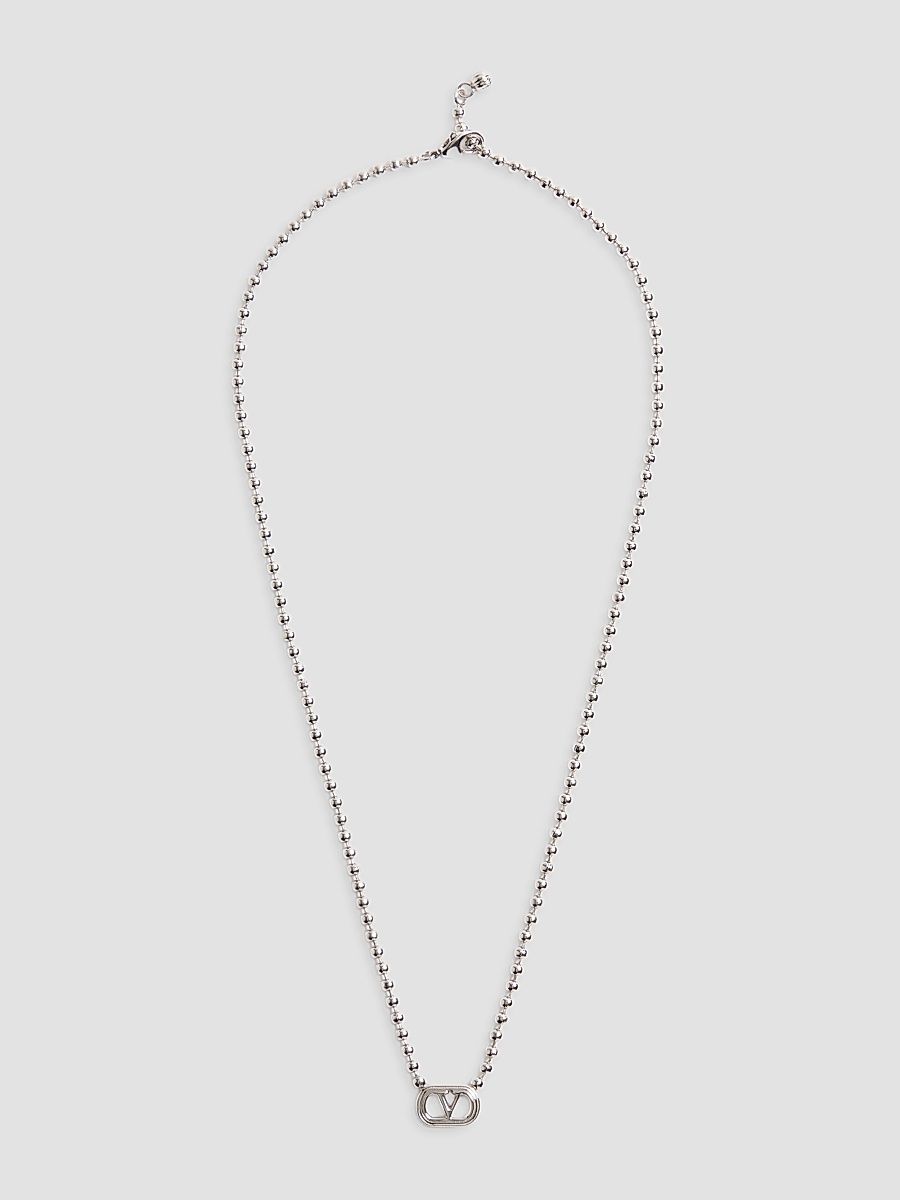Men's Ovalette Metal Necklace - Silver