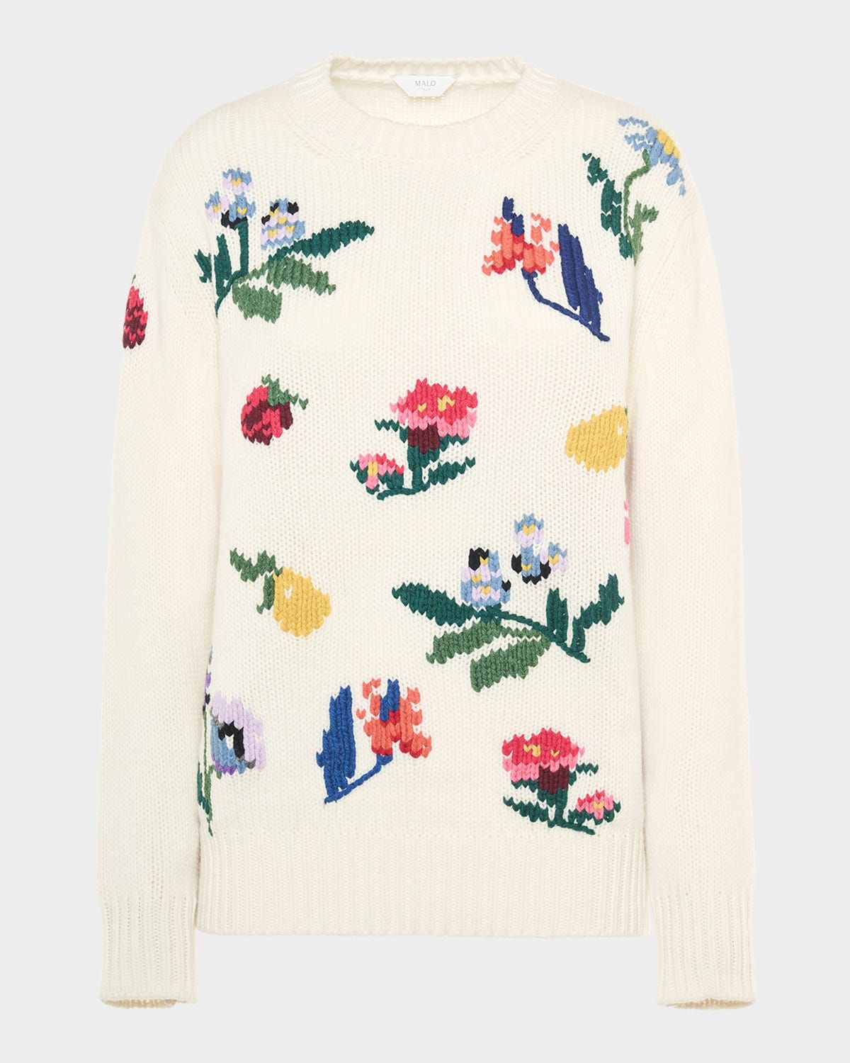 Dalia Embroidered Crewneck Cashmere Sweater